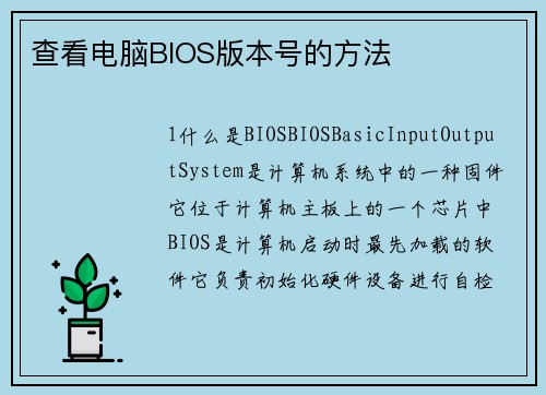 查看电脑BIOS版本号的方法